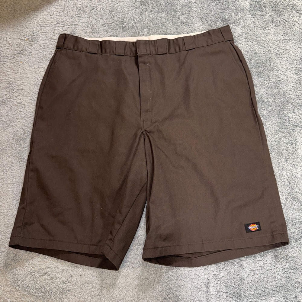 Dickies Men 48 Brown Work Shorts Flat Front Multi Use Pocket Twill Like New 13